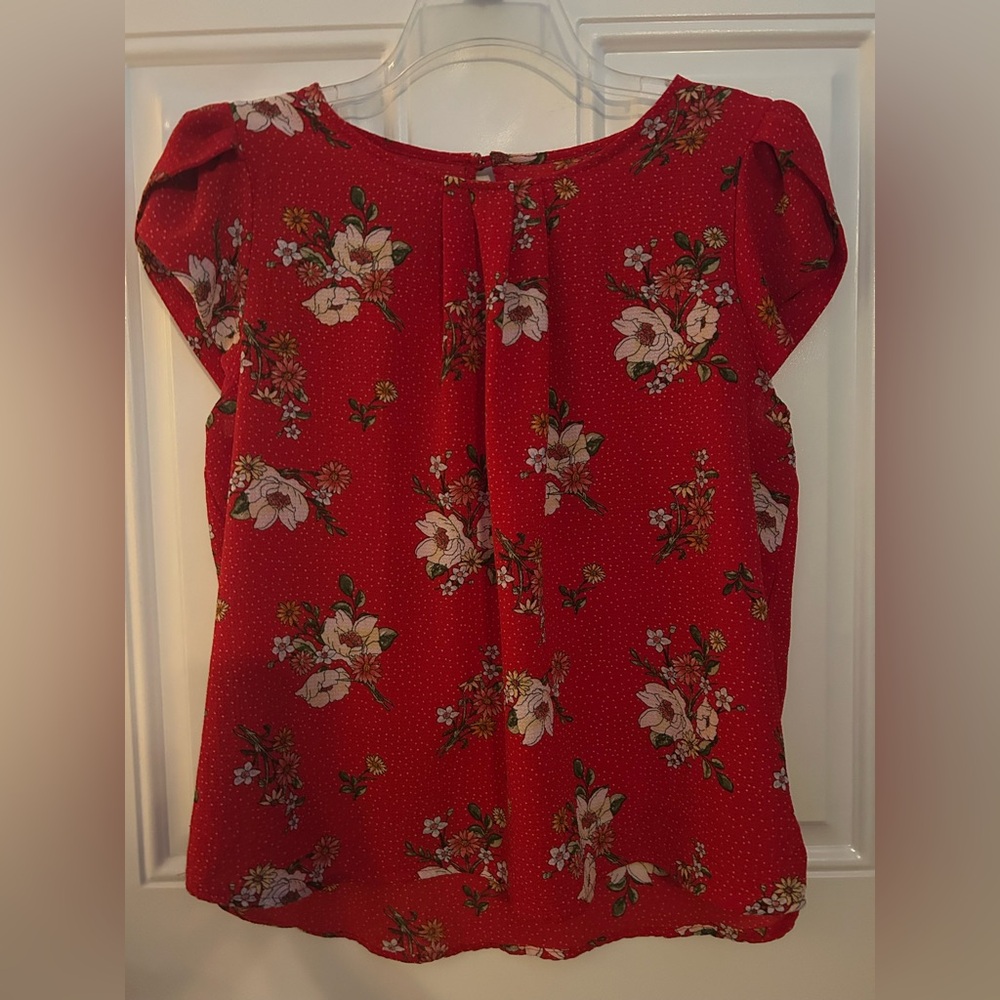 Haute Monde Red Floral Blouse